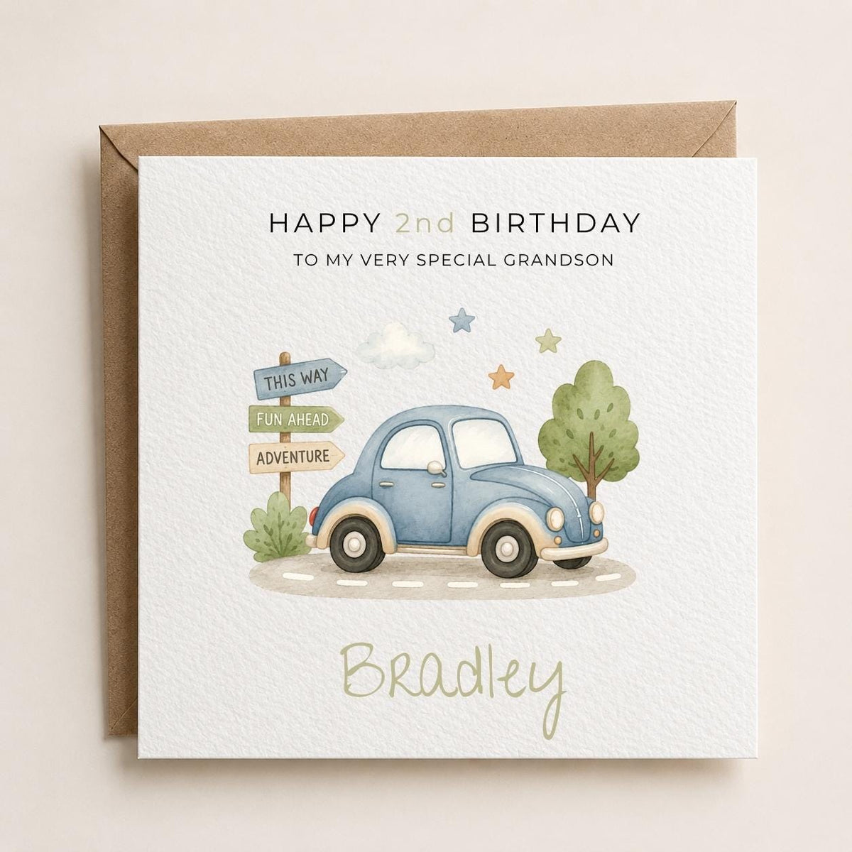 Personalised Cars Theme Birthday Card for Son, Grandson, Brother etc