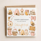 Personalised  Honey Bee Theme Birthday Card for Daughter, Granddaughter, Sister etc