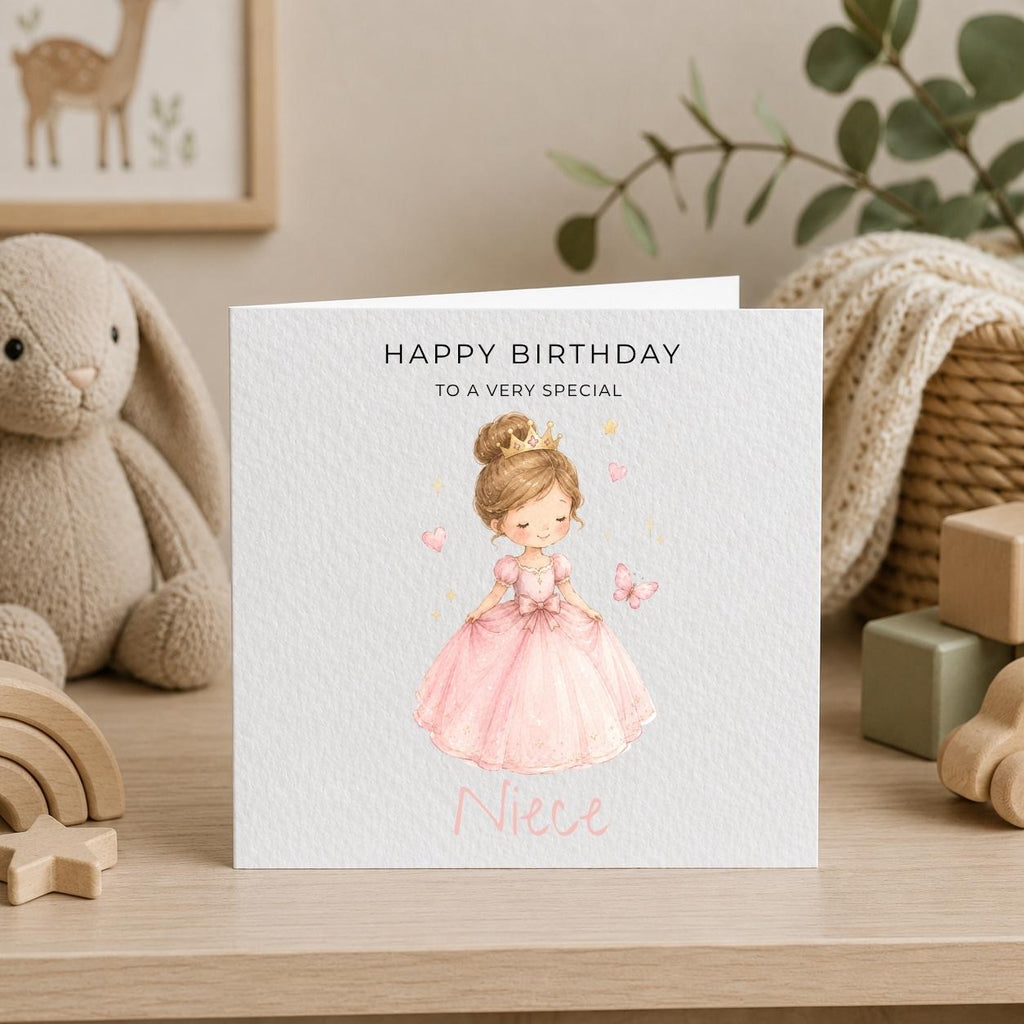 Personalised Princess Theme Birthday Card for Daughter, Granddaughter, Sister etc
