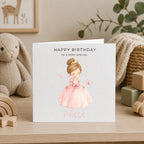 Personalised Princess Theme Birthday Card for Daughter, Granddaughter, Sister etc