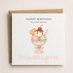 Personalised Icecream Theme Birthday Card for Daughter, Granddaughter, Sister etc