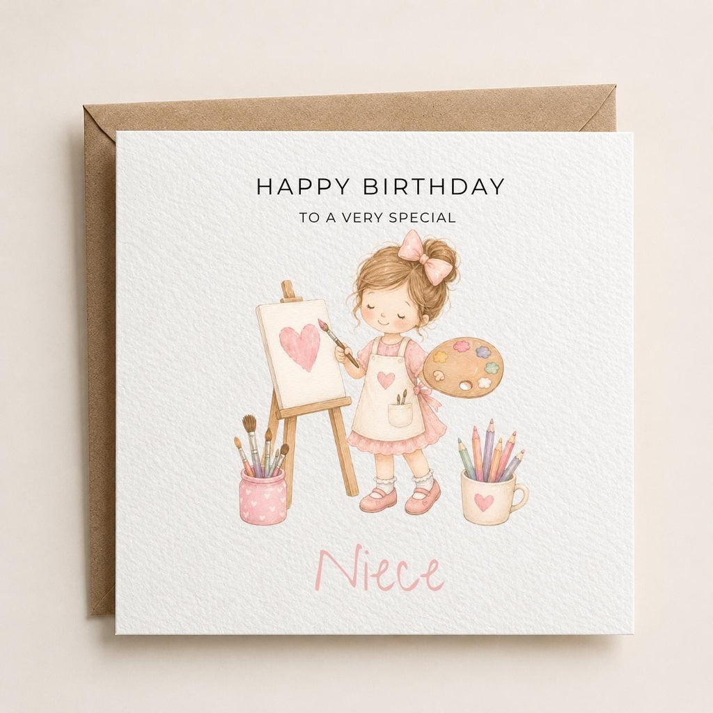 Personalised Arts / Painting Theme Birthday Card for Daughter, Granddaughter, Sister etc