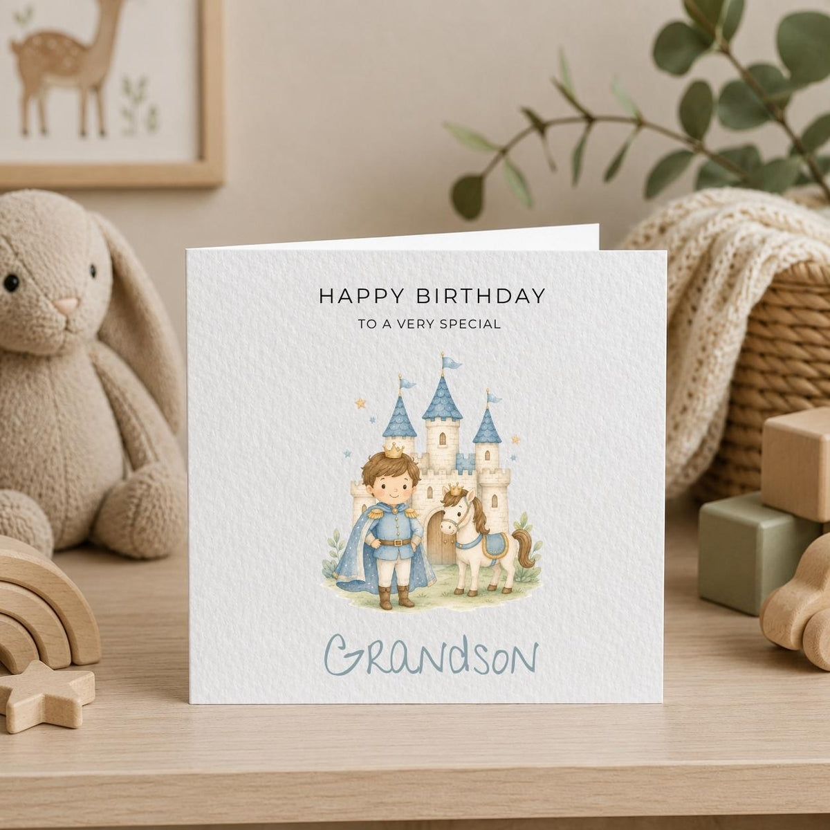 Personalised Prince Theme Birthday Card for Son, Grandson, Brother etc