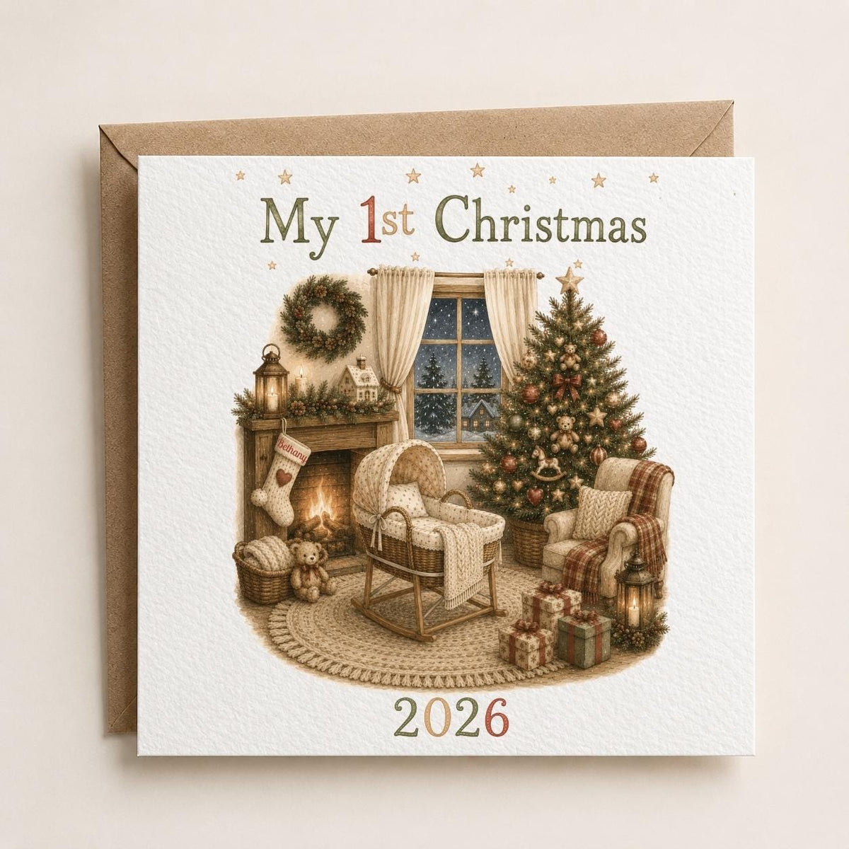 Personalised Christmas Card | My 1st Christmas | Add Any Name | For New-born / Baby