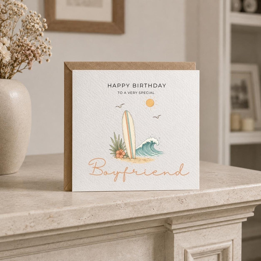 Personalised Surfing Theme Birthday Card for Husband, Dad, Grandad, Son,  Uncle, Brother etc