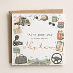 Personalised Trucker Birthday Card for Nephew, Vintage Style Greeting, UK Printed