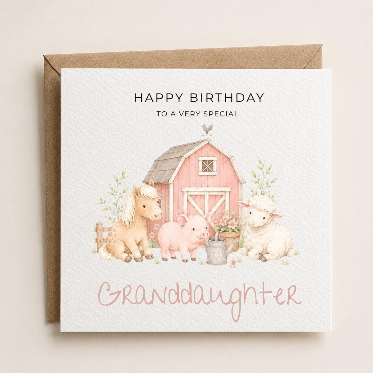 Personalised Farm Theme Birthday Card for Daughter, Granddaughter, Sister etc