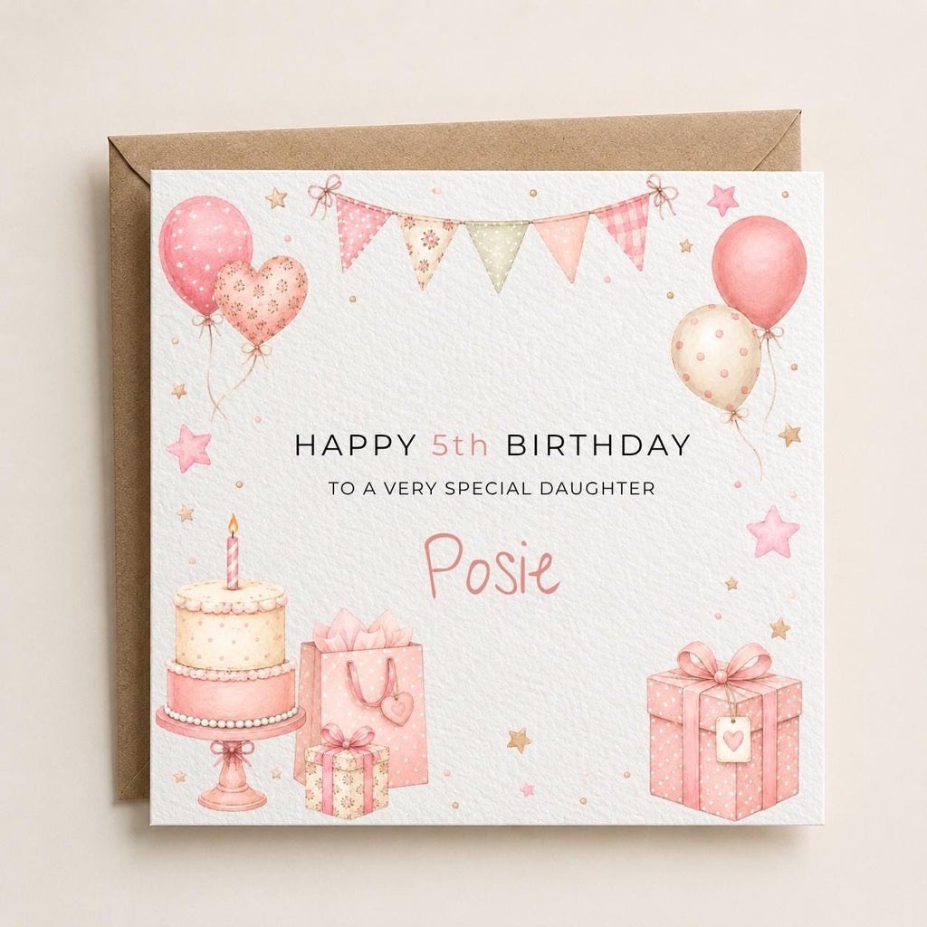 Personalised Birthday Theme Birthday Card for Daughter, Granddaughter, Sister etc