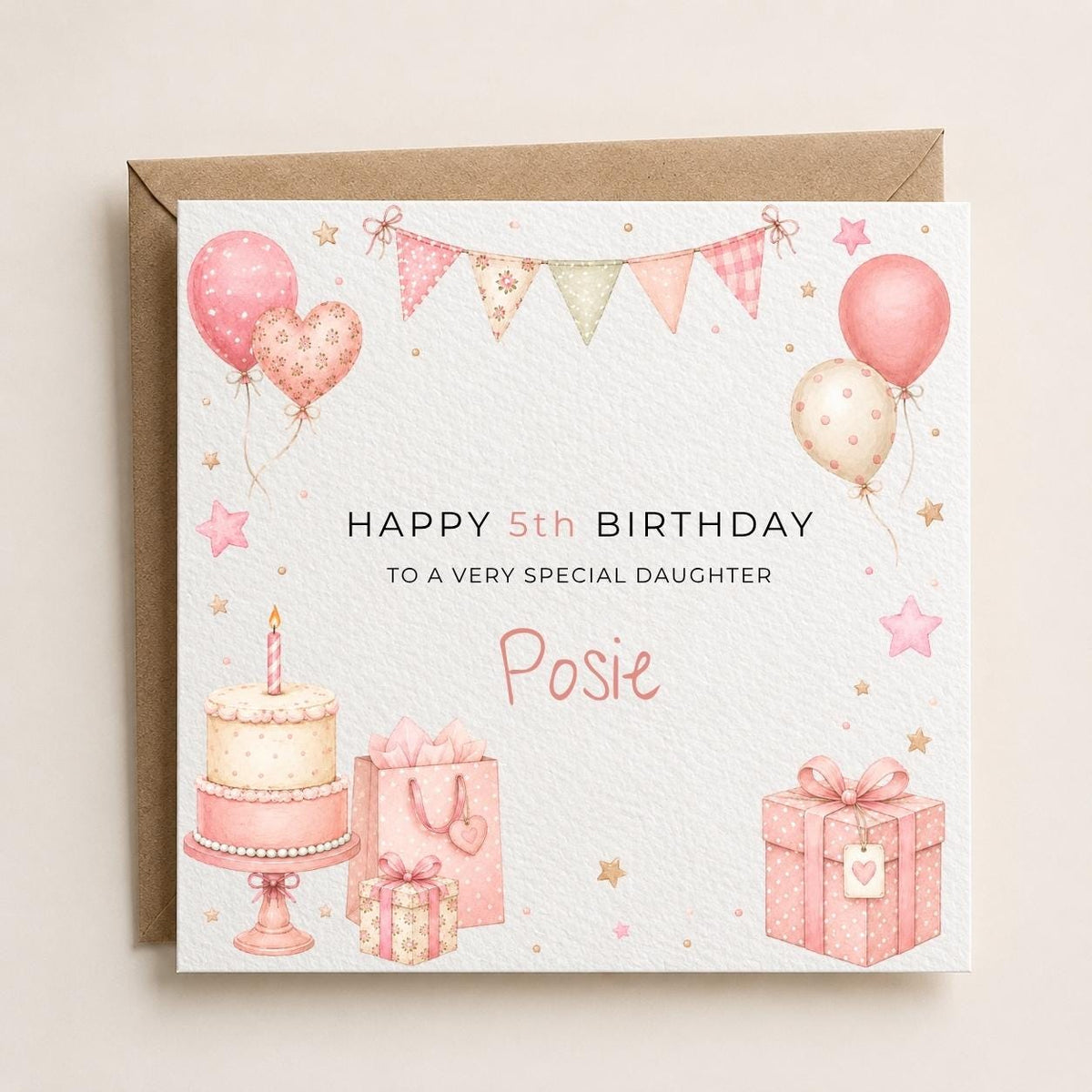 Personalised Birthday Theme Birthday Card for Daughter, Granddaughter, Sister etc