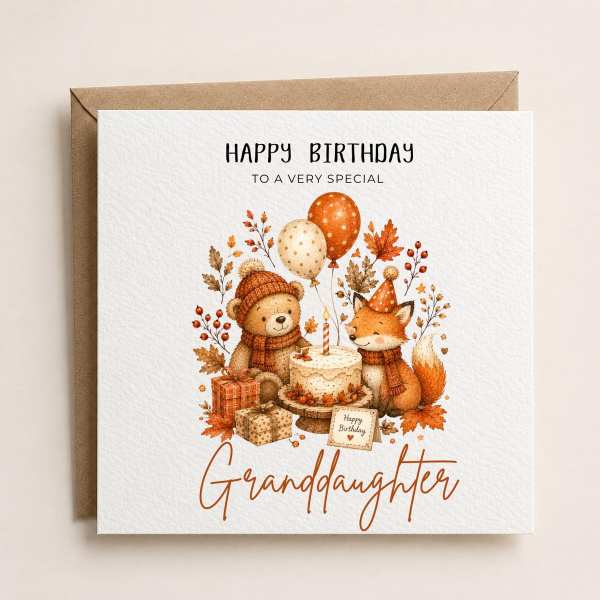 Personalised Autumn Theme Birthday Card for Daughter, Son, Brother, Sister Friend etc