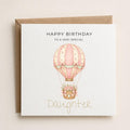Personalised Hot Air Balloon Theme Birthday Card for Daughter, Granddaughter, Sister etc