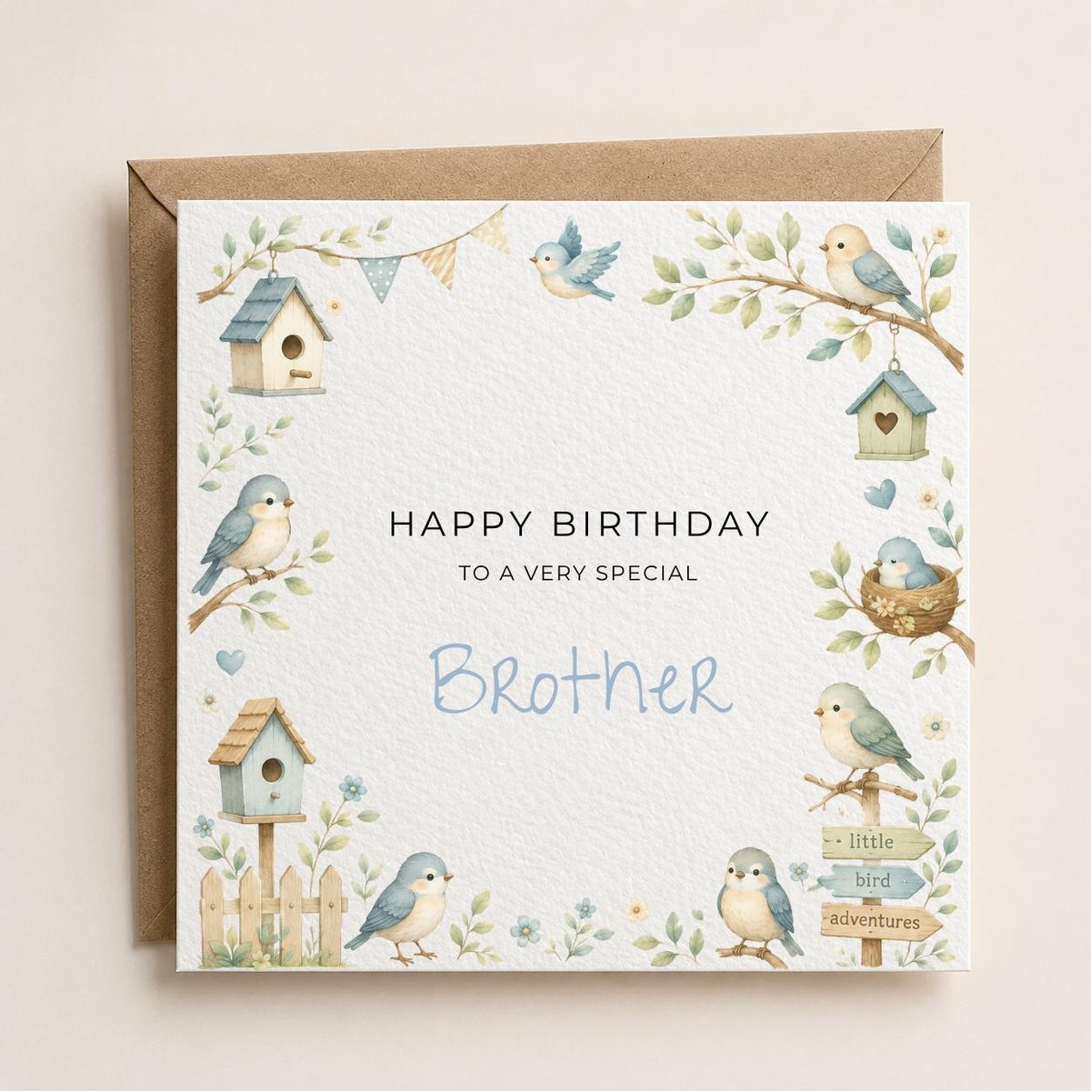 Personalised Birds Theme Birthday Card for Son, Grandson, Brother etc