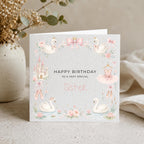 Personalised Swan Theme Birthday Card for Daughter, Granddaughter, Sister etc