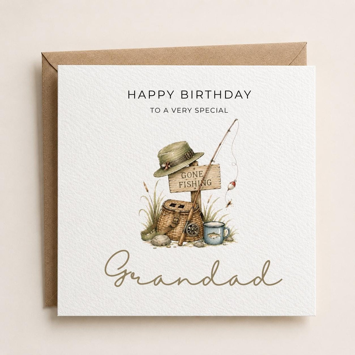 Personalised Fishing Theme Birthday Card for Husband, Dad, Grandad, Son,  Uncle, Brother etc