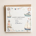 Personalised Boat Theme Birthday Card for Husband, Dad, Grandad, Son,  Uncle, Brother etc