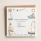 Personalised Boat Theme Birthday Card for Husband, Dad, Grandad, Son,  Uncle, Brother etc