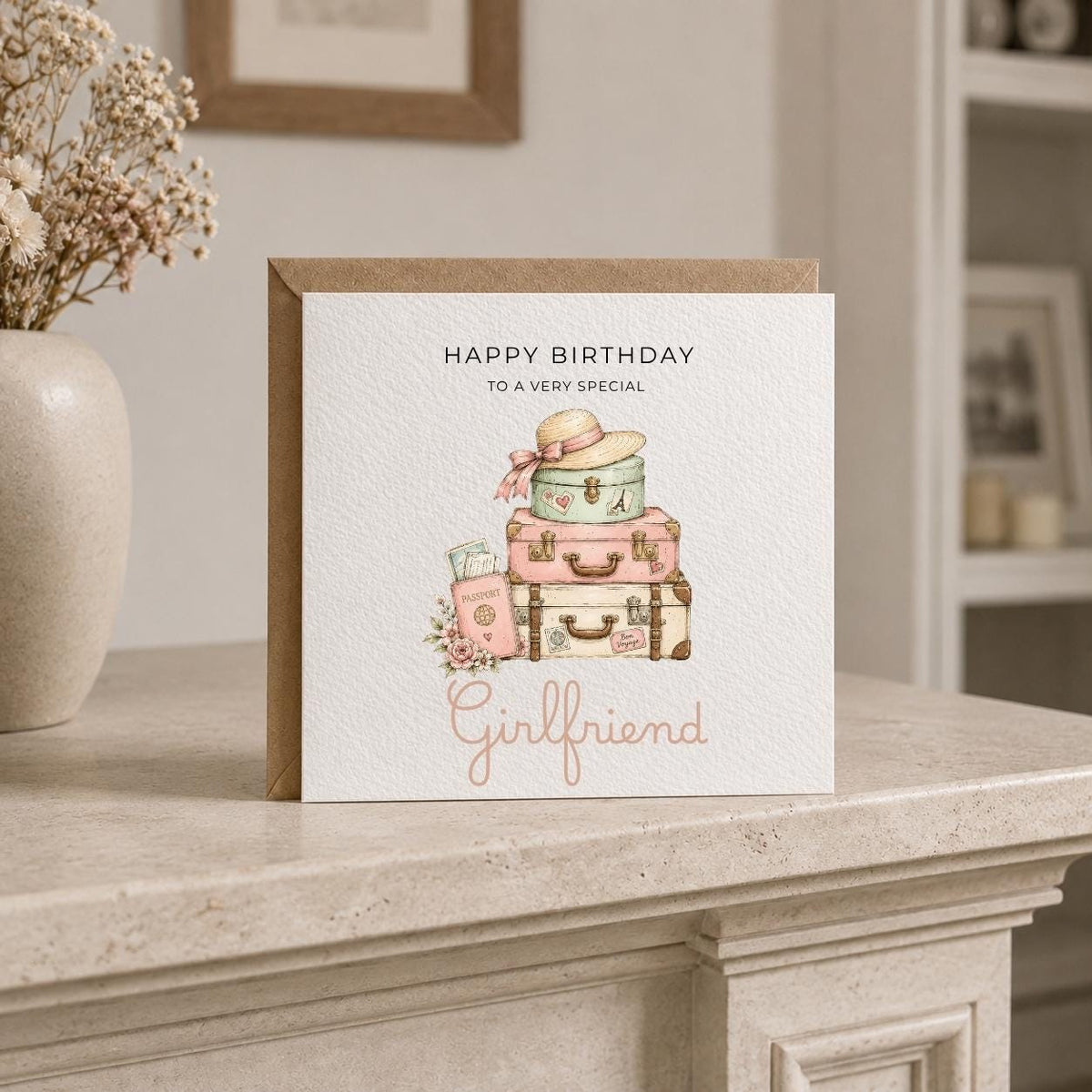 Personalised Travel Theme Birthday Card for Wife, Mum, Grandma, Daughter, Auntie, Sister etc