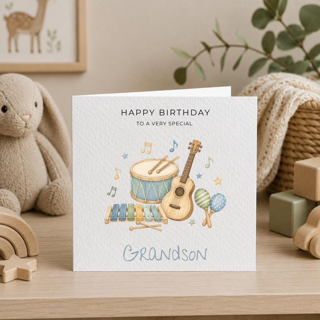 Personalised Music Theme Birthday Card for Son, Grandson, Brother etc
