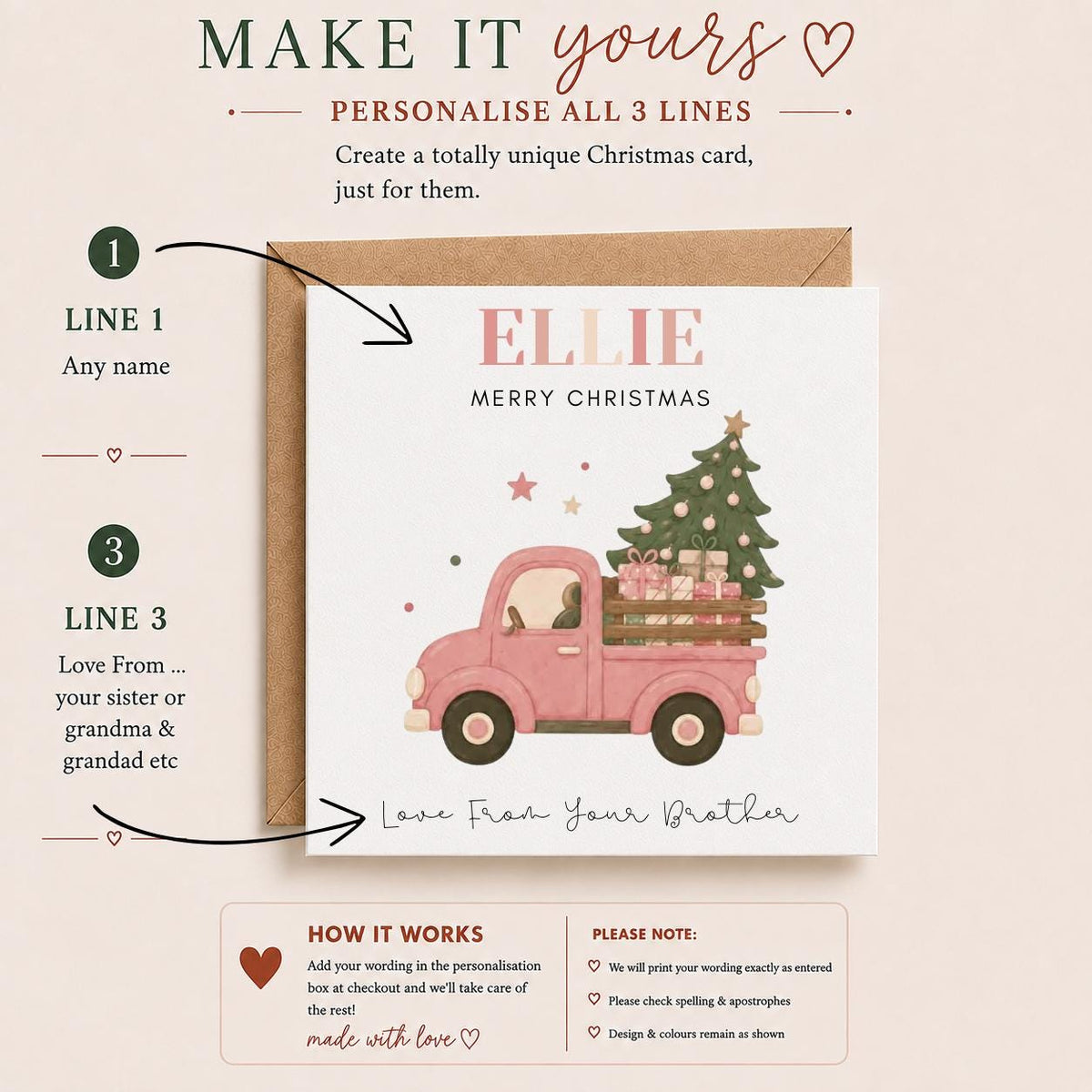 Personalised Christmas Card | For Children | Completely Customisable | Festive Children's Greetings Card