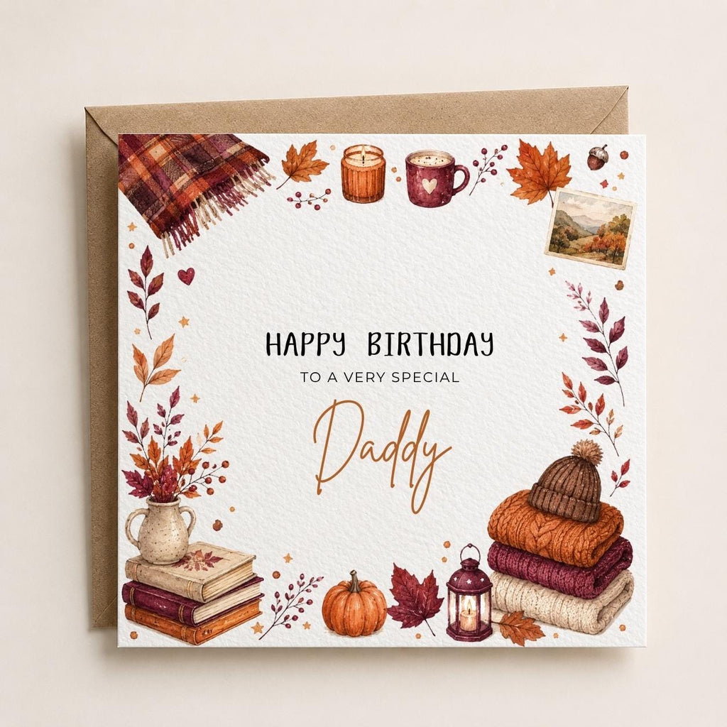 Personalised Autumn Theme Birthday Card for Daughter, Sister, Friend etc
