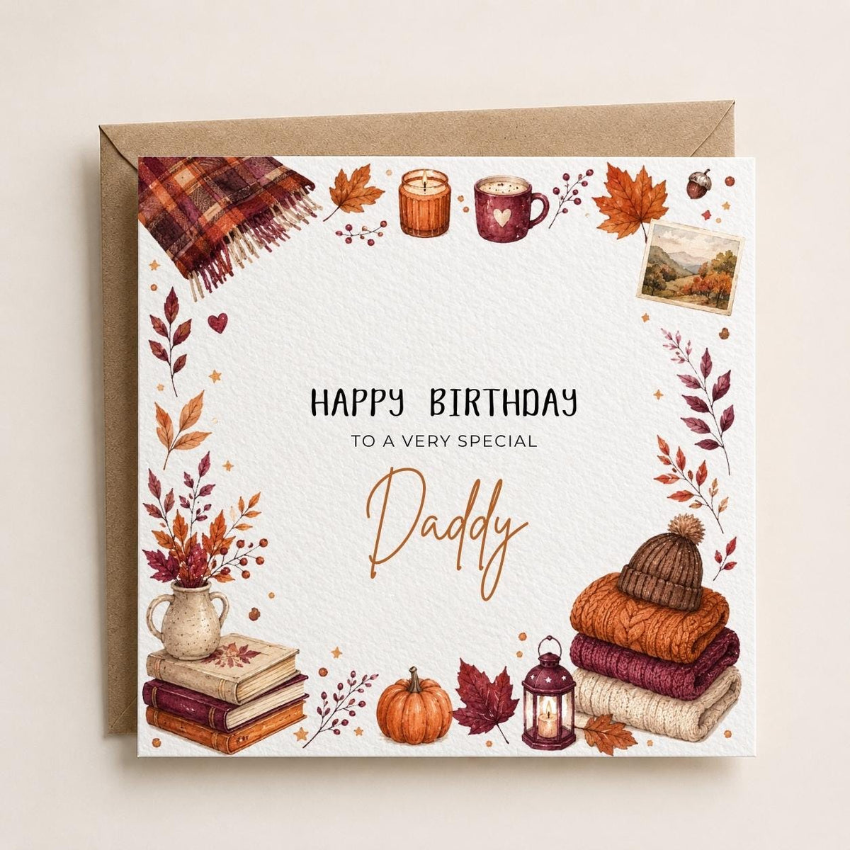 Personalised Autumn Theme Birthday Card for Daughter, Sister, Friend etc