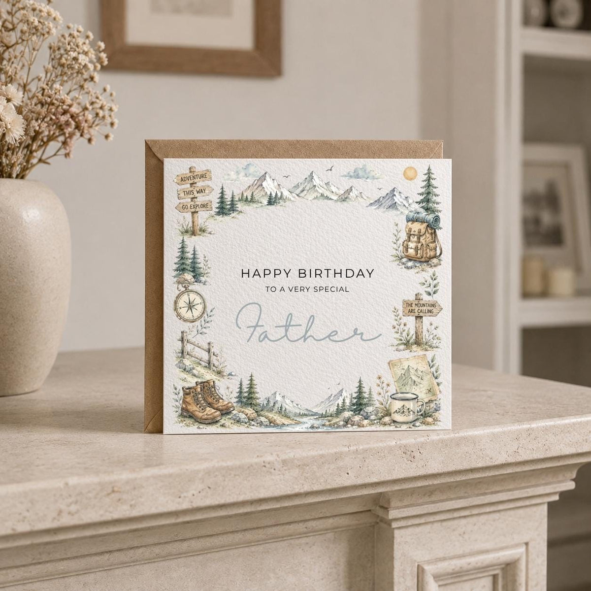 Personalised Walking Theme Birthday Card for Husband, Dad, Grandad, Son,  Uncle, Brother etc