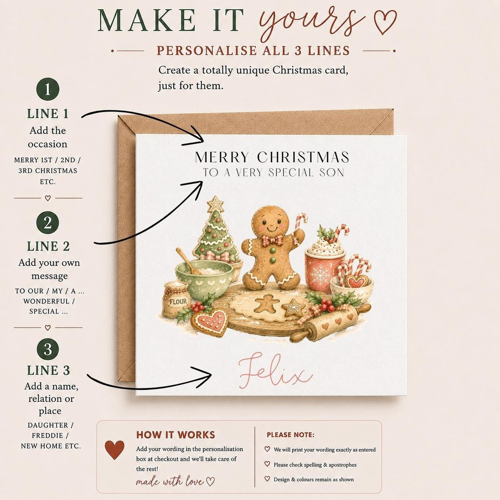 Personalised Christmas Card for Children | Gingerbread Man Theme
