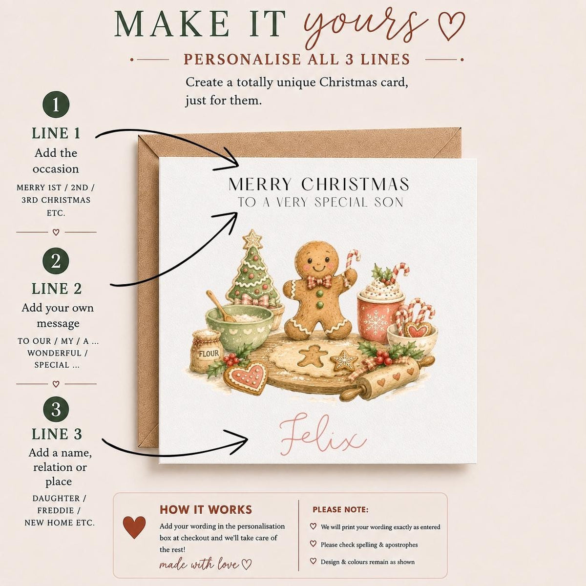 Personalised Christmas Card for Children | Gingerbread Man Theme