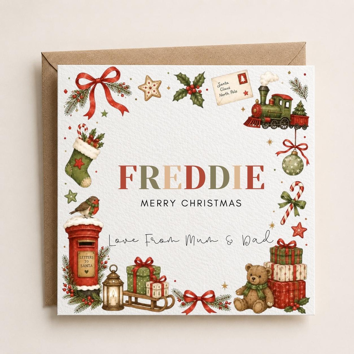 Personalised Christmas Card | For Children | Completely Customisable | Festive Children's Greetings Card