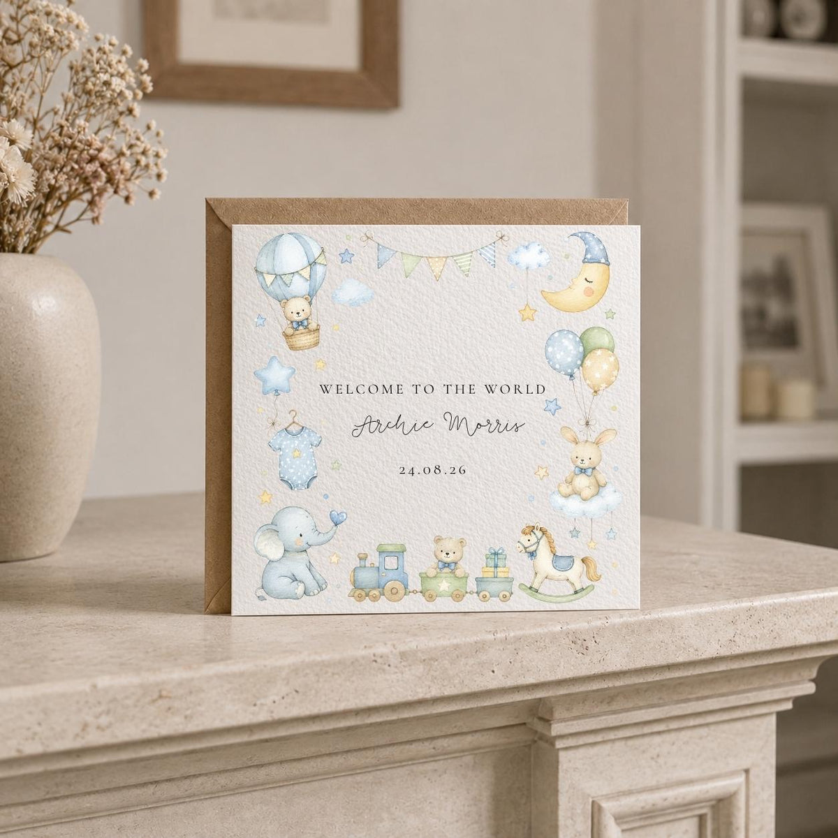 Personalised New Baby Boy Card