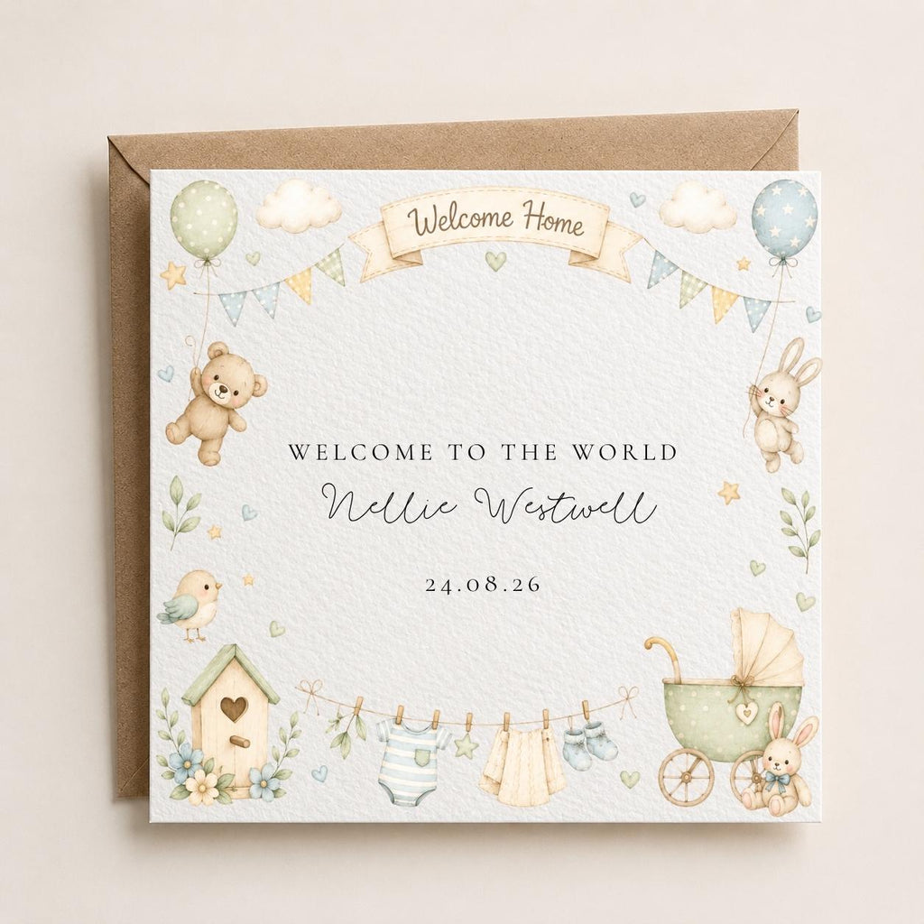 Personalised New Baby Welcome Home Card