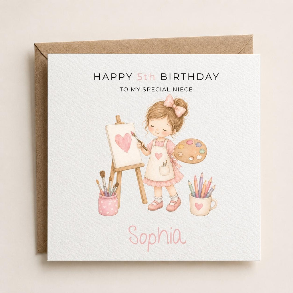 Personalised Arts / Painting Theme Birthday Card for Daughter, Granddaughter, Sister etc