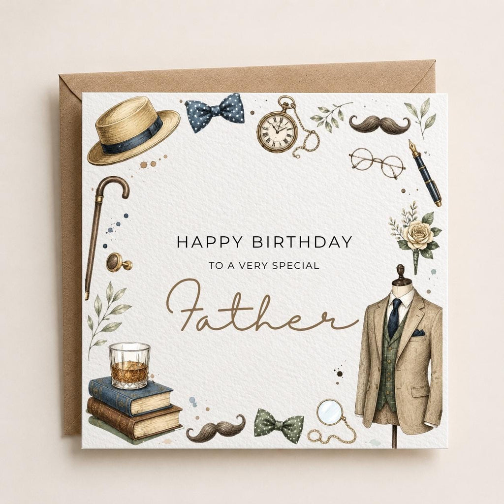 Personalised Gent Theme Birthday Card for Husband, Dad, Grandad, Son,  Uncle, Brother etc