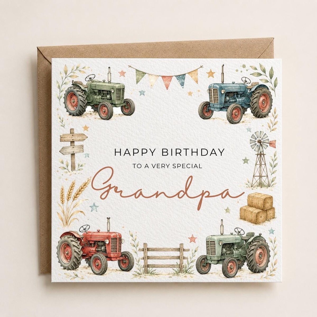 Personalised Tractor Theme Birthday Card for Husband, Dad, Grandad, Son,  Uncle, Brother etc