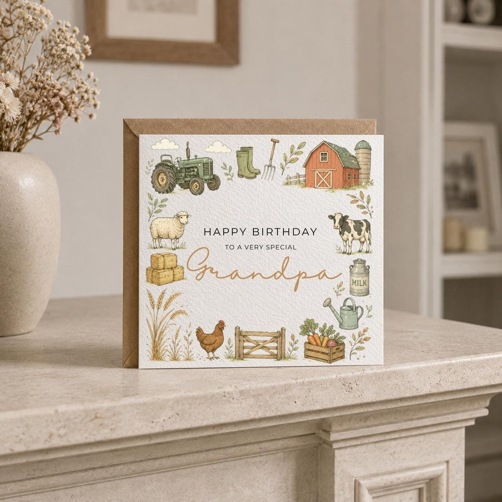 Personalised Farmer Theme Birthday Card for Husband, Dad, Grandad, Son,  Uncle, Brother etc