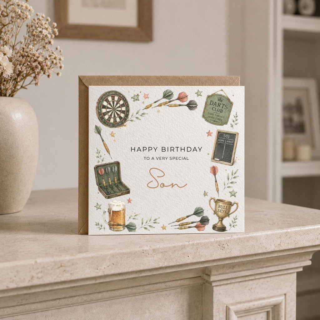 Personalised Darts Theme Birthday Card for Husband, Dad, Grandad, Son,  Uncle, Brother etc