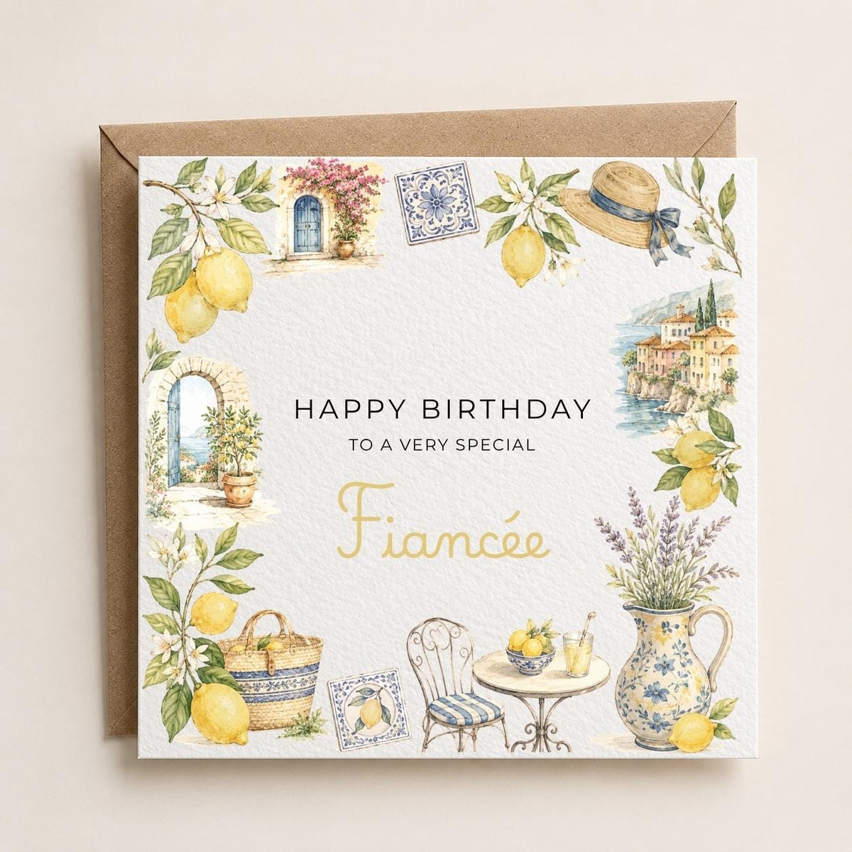 Personalised Lemons Theme Birthday Card for Wife, Mum, Grandma, Daughter, Auntie, Sister etc