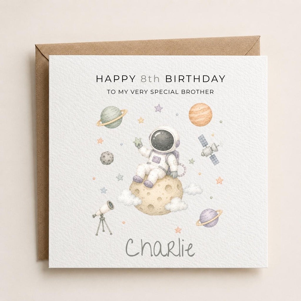 Personalised Space Theme Birthday Card for Son, Grandson, Brother etc