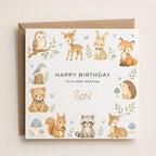 Personalised Woodland Theme Birthday Card for Son, Grandson, Brother etc