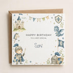 Personalised Knight Theme Birthday Card for Son, Grandson, Brother etc