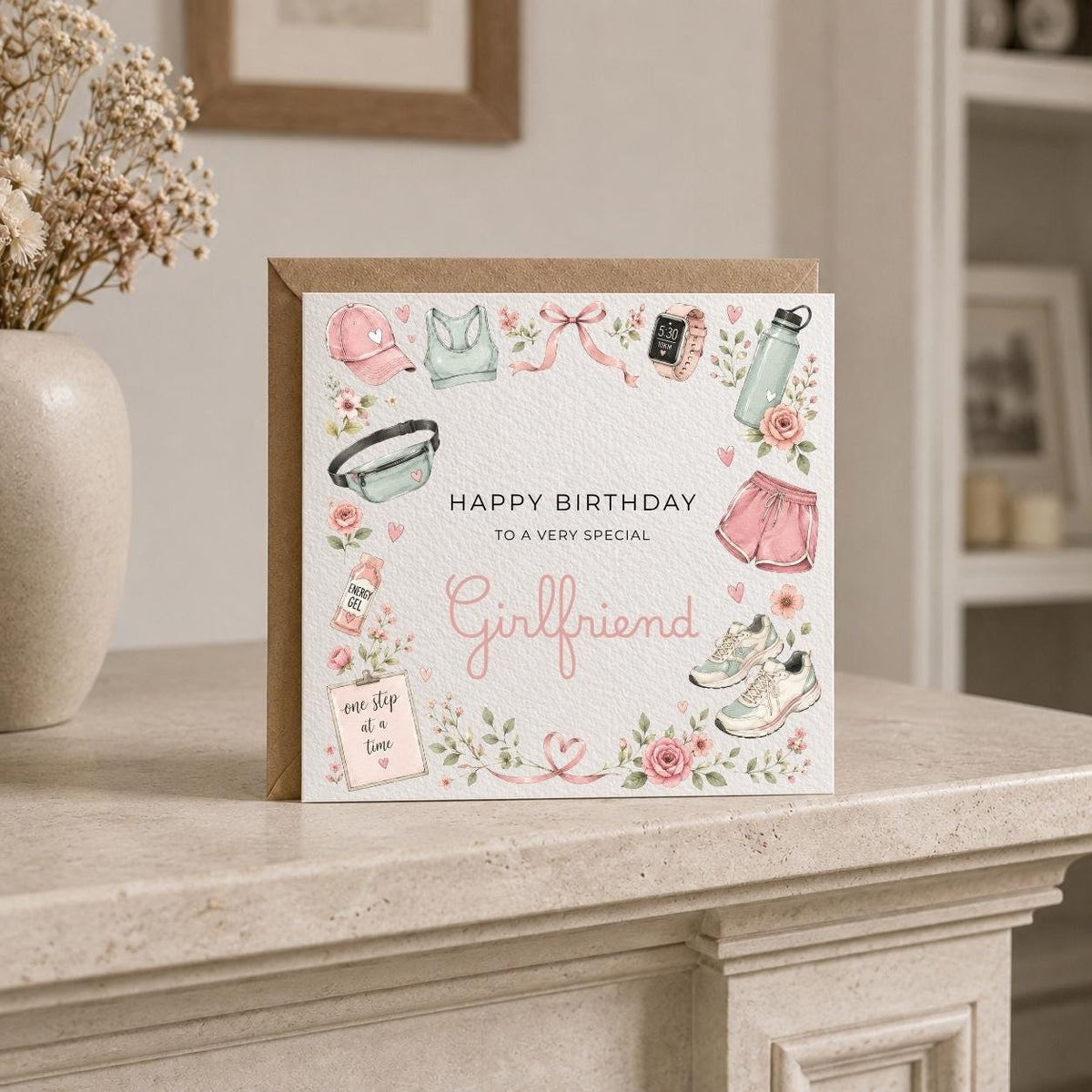 Personalised Running Theme Birthday Card for Wife, Mum, Grandma, Daughter, Auntie, Sister etc