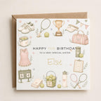 Personalised Tennis Theme Birthday Card for Daughter, Granddaughter, Sister etc