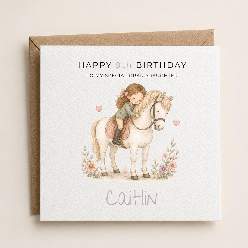 Personalised Horse-Riding Theme Birthday Card for Daughter, Granddaughter, Sister etc