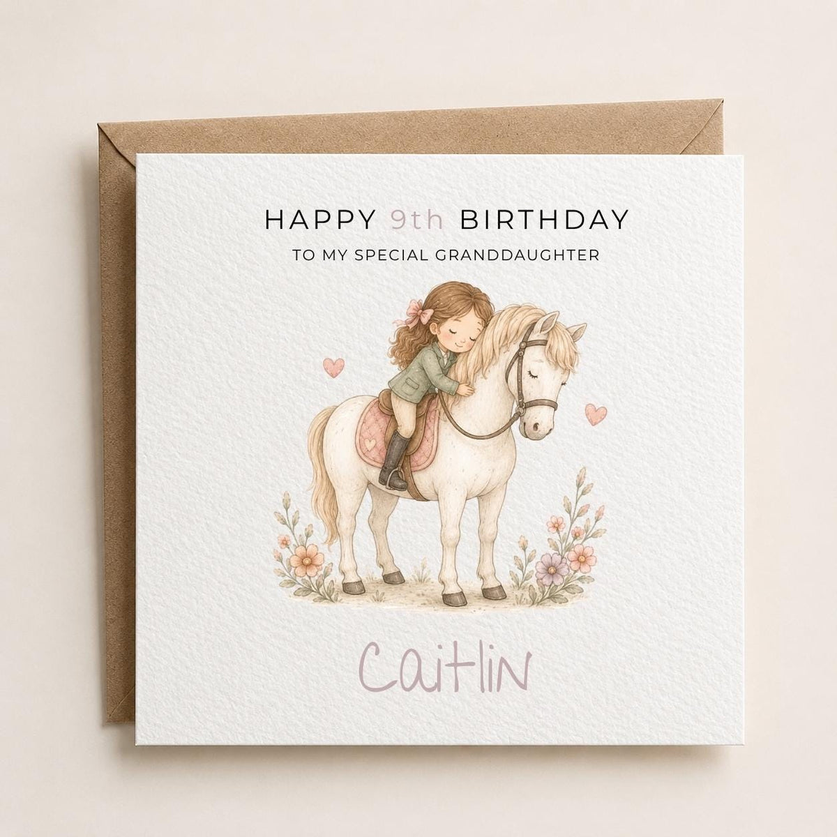 Personalised Horse-Riding Theme Birthday Card for Daughter, Granddaughter, Sister etc