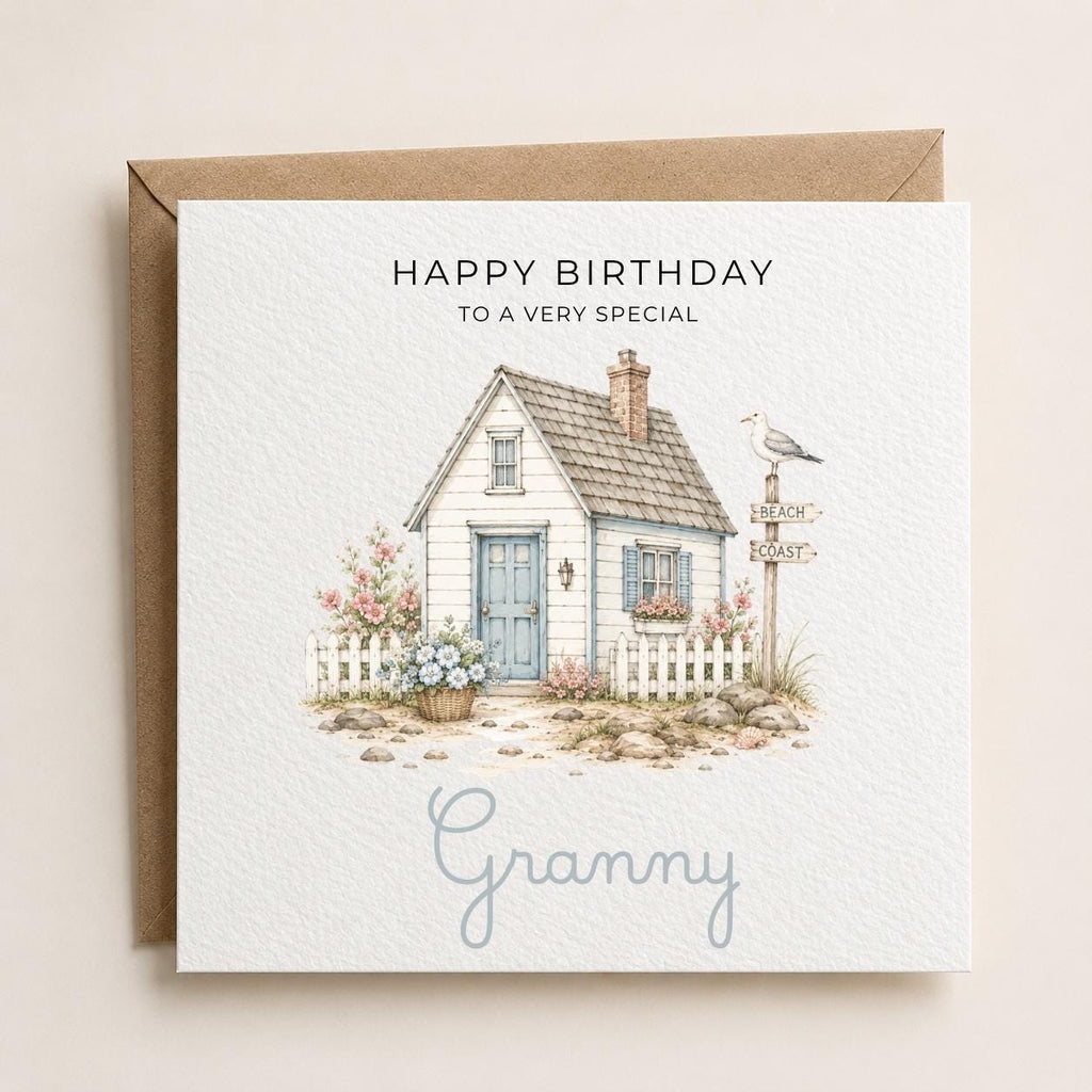 Personalised Coastal Theme Birthday Card for Wife, Mum, Grandma, Daughter, Auntie, Sister etc