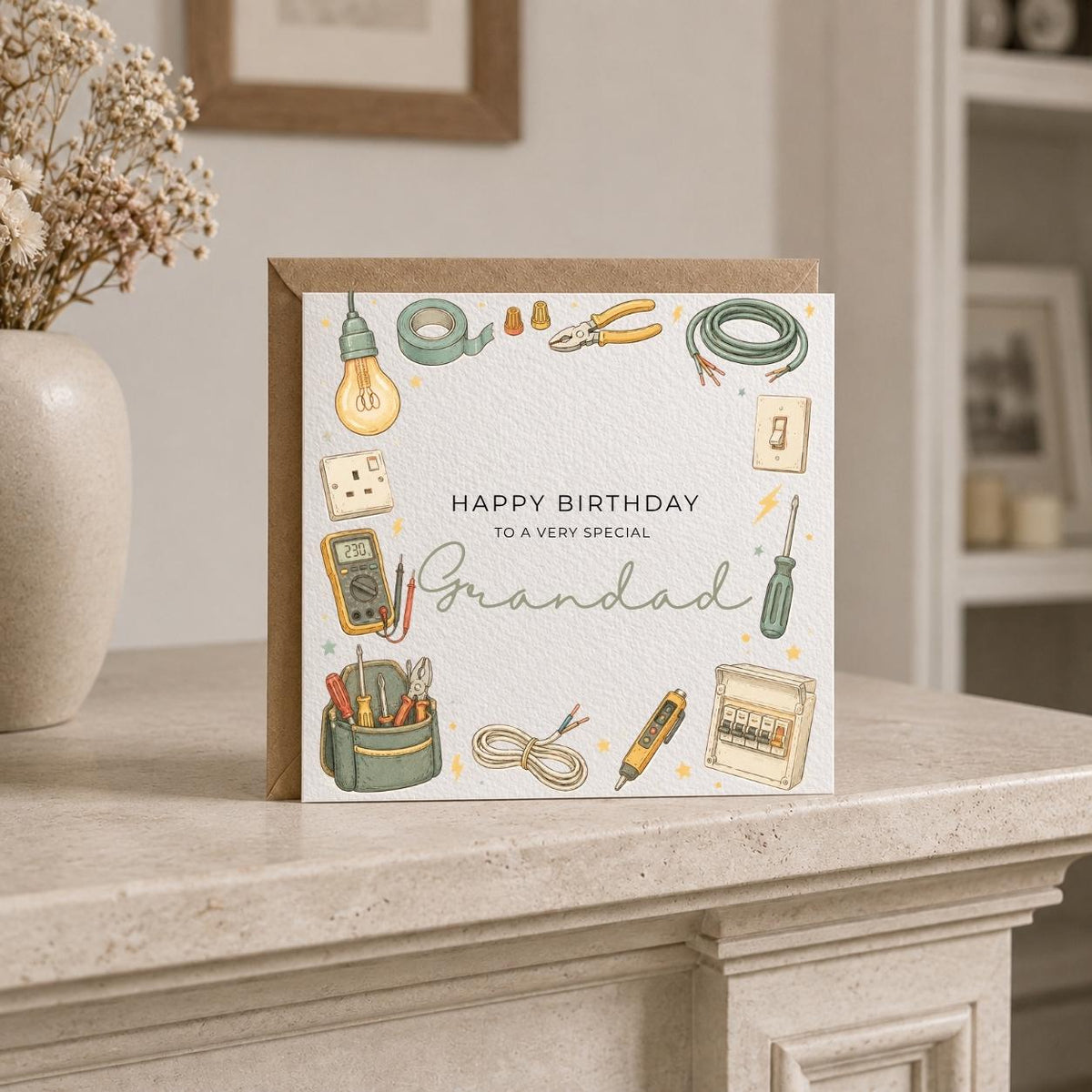 Personalised Electrician Theme Birthday Card for Husband, Dad, Grandad, Son,  Uncle, Brother etc