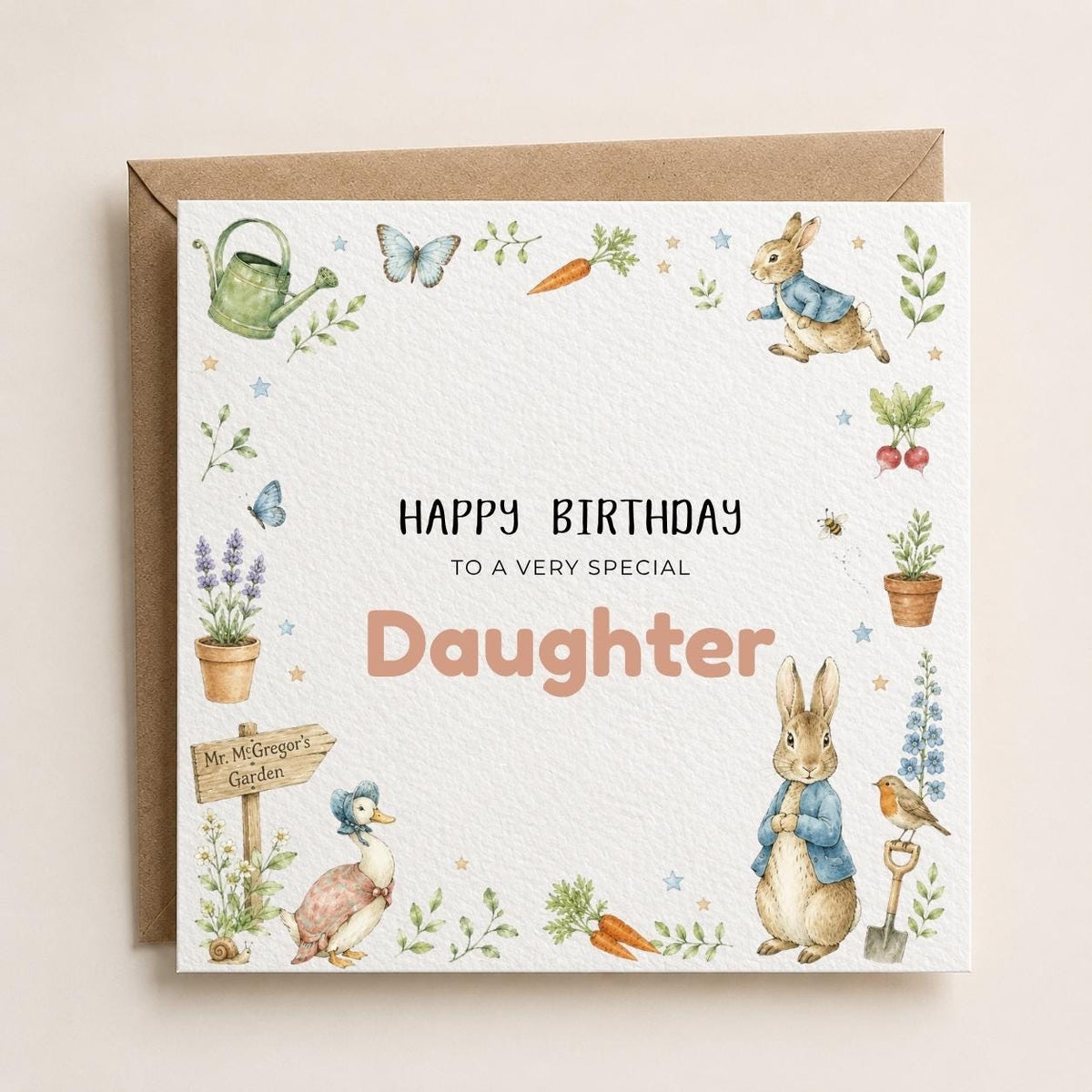Personalised Peter | Rabbit Theme Birthday Card for Daughter, Son, Sister, Brother, Friend etc