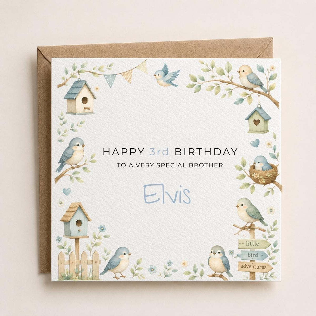Personalised Birds Theme Birthday Card for Son, Grandson, Brother etc