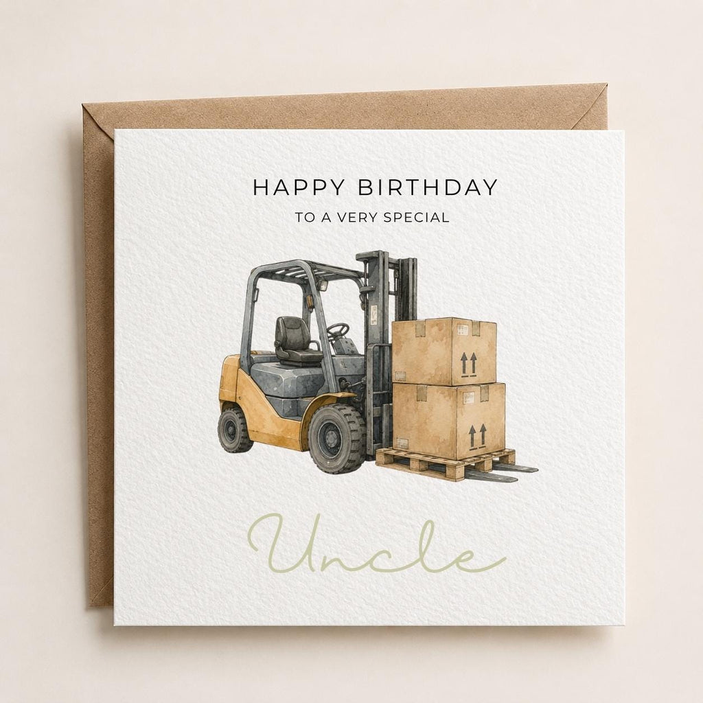 Personalised Forklift Driver Theme Birthday Card for Husband, Dad, Grandad, Son,  Uncle, Brother etc