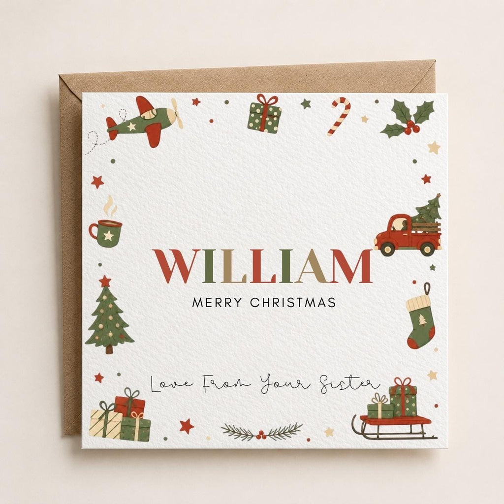 Personalised Christmas Card | For Children | Completely Customisable | Festive Children's Greetings Card